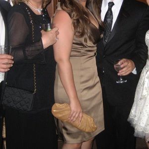 Kay Unger Taupe Satin Evening Dress